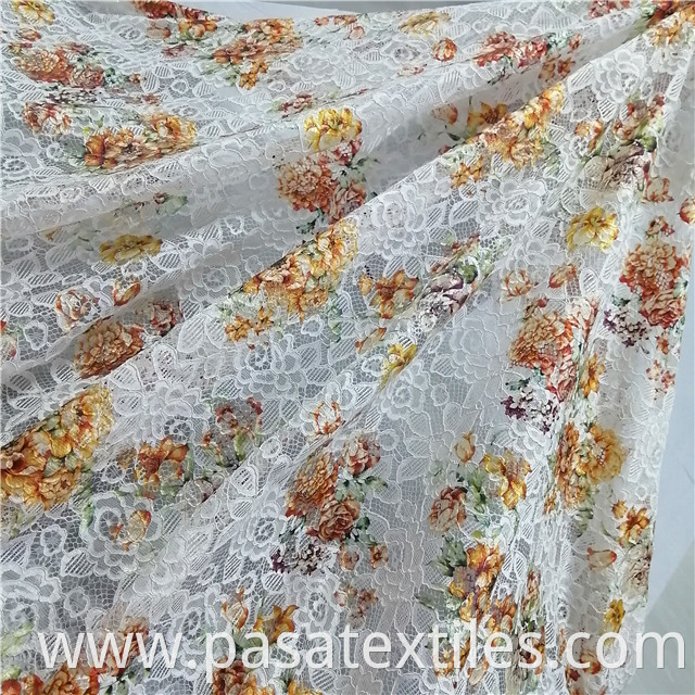 white clothing foil print lace fabric